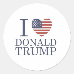 Pegatina Redonda Amo a Donald Trump