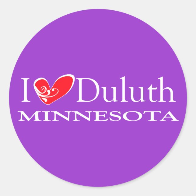 Pegatina Redonda Amo a Duluth Minnesota (Anverso)