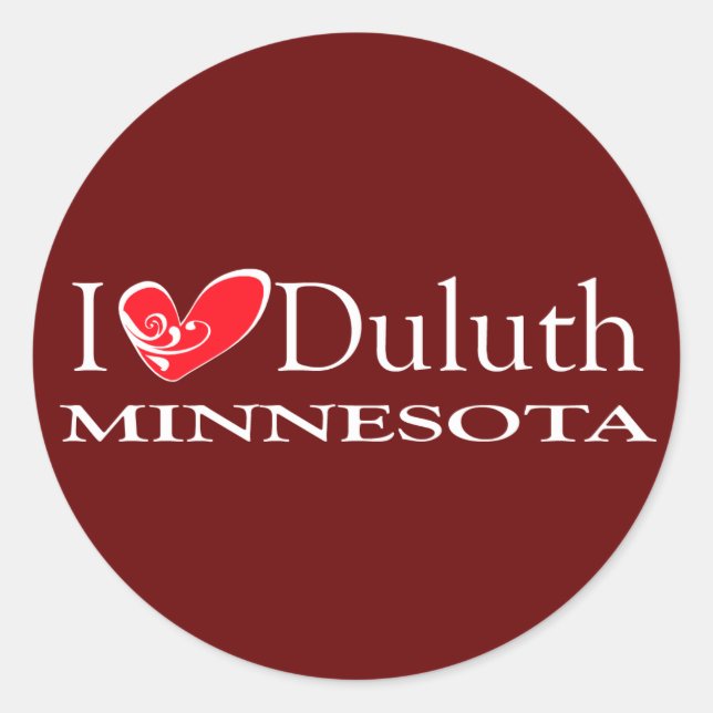 Pegatina Redonda Amo a Duluth Minnesota (Anverso)