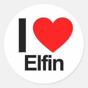 Pegatina Redonda amo a elfin