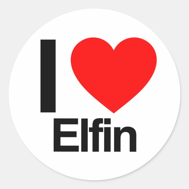 Pegatina Redonda amo a elfin (Anverso)