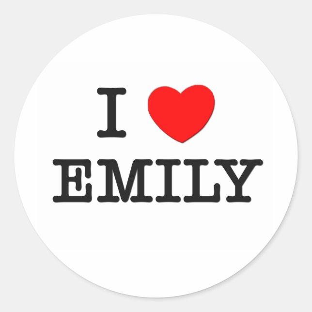 Pegatina Redonda Amo a Emily (Anverso)