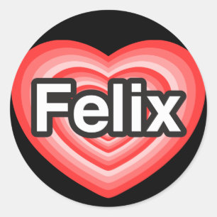 Pegatina Redonda Amo a Felix. Te amo Felix. Corazón