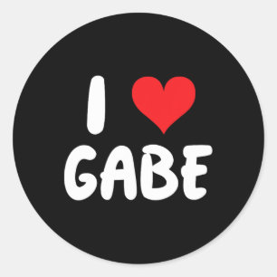 Pegatina Redonda Amo a Gabe - Corazón - Nombre 