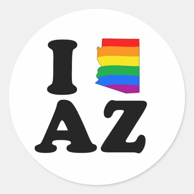 PEGATINA REDONDA AMO A GAY ARIZONA (Anverso)