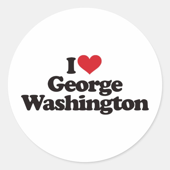 Pegatina Redonda Amo a George Washington (Anverso)
