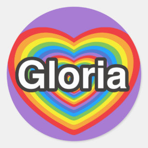 Pegatina Redonda Amo a Gloria. Te amo, Gloria. Corazón