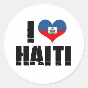 PEGATINA REDONDA AMO A HAITÍ
