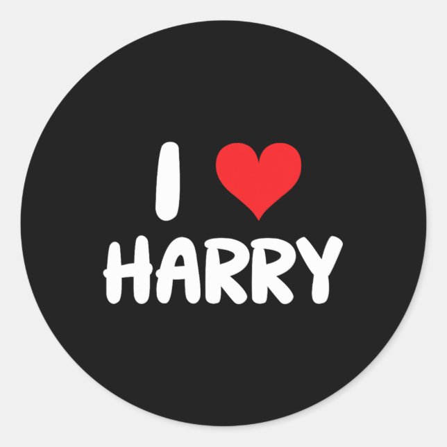 Pegatina Redonda Amo a Harry - Corazón - Nombre  (Anverso)