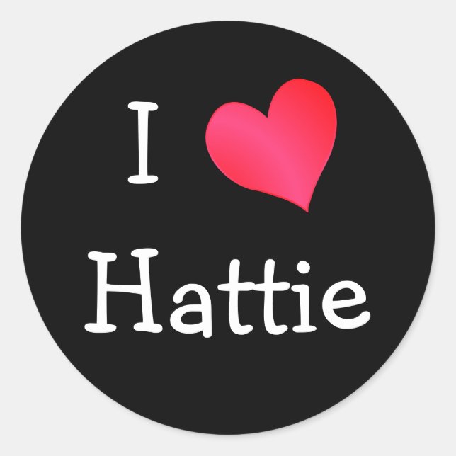 Pegatina Redonda Amo A Hattie (Anverso)
