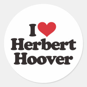 Pegatina Redonda Amo a Herbert Hoover