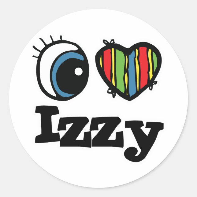 Pegatina Redonda Amo a Izzy (Anverso)