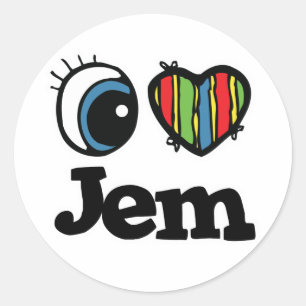 Pegatina Redonda Amo a Jem