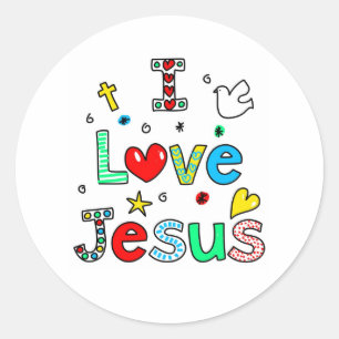 Pegatina Redonda Amo a Jesús