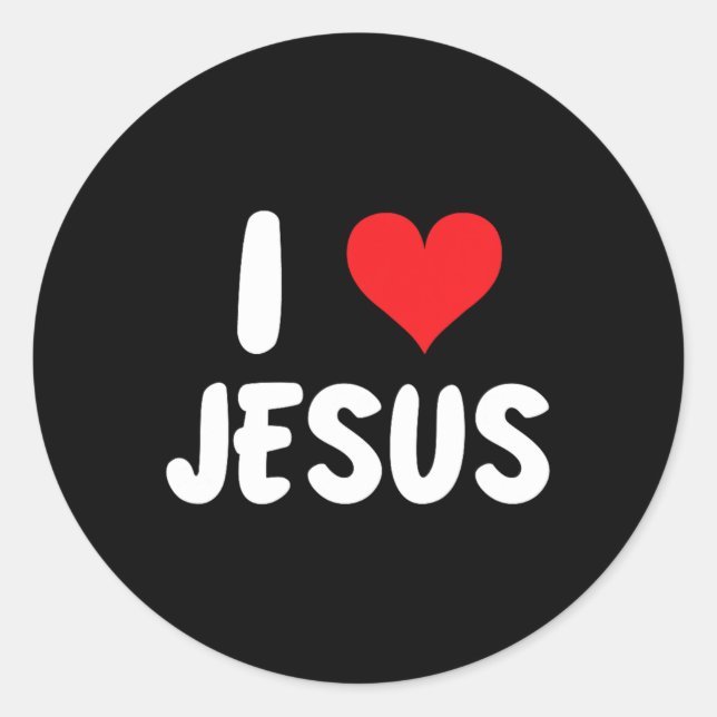 Pegatina Redonda Amo a Jesús - Corazón - Nombre (Anverso)