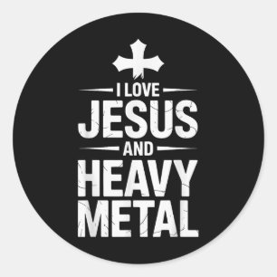 Pegatina Redonda Amo a Jesús y el Heavy Metal _8