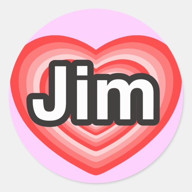 Pegatina Redonda Amo a Jim. Te amo, Jim. Corazón (Anverso)