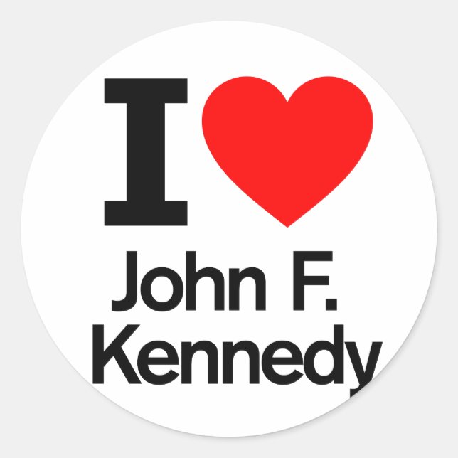 Pegatina Redonda Amo a John F. Kennedy (Anverso)