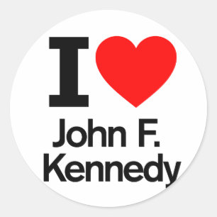 Pegatina Redonda Amo a John F. Kennedy