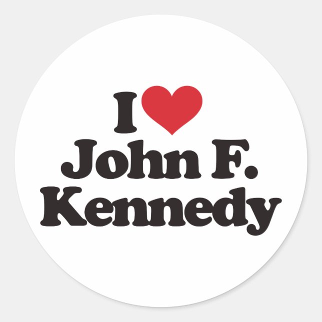 Pegatina Redonda Amo a John F Kennedy (Anverso)