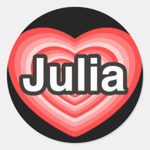 Pegatina Redonda Amo a Julia. Te amo, Julia. Corazón
