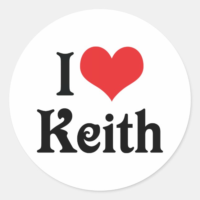 Pegatina Redonda Amo a Keith (Anverso)