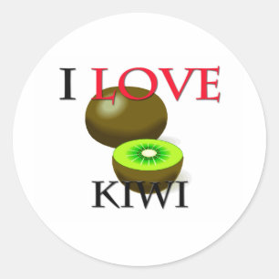 Pegatina Redonda Amo a Kiwi