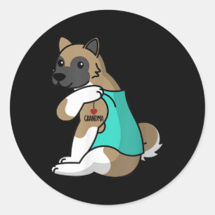 Pegatina Redonda Amo a la abuela Tattoo Akita Dog