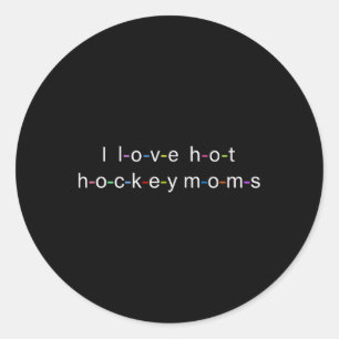 Pegatina Redonda Amo a las madres calientes de hockey 