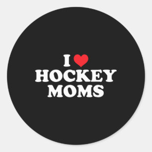 Pegatina Redonda Amo a las mamás de hockey diseño divertido