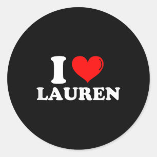 Pegatina Redonda Amo a Lauren I Heart Lauren Nombre Lauren Jok
