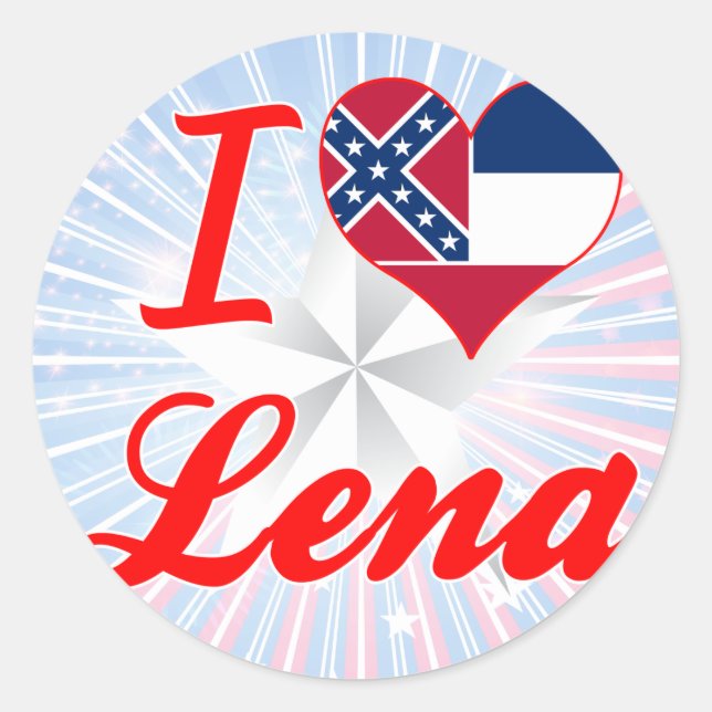 Pegatina Redonda Amo a Lena, Misisipi (Anverso)