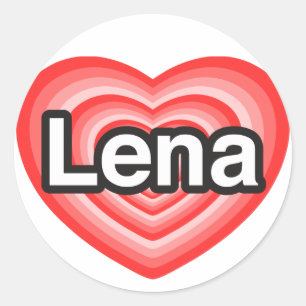 Pegatina Redonda Amo a Lena. Te amo, Lena. Corazón
