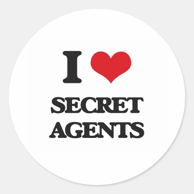 Pegatina Redonda Amo a los agentes secretos (Anverso)