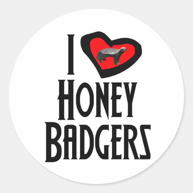Pegatina Redonda Amo a los Badgers De Miel (Anverso)