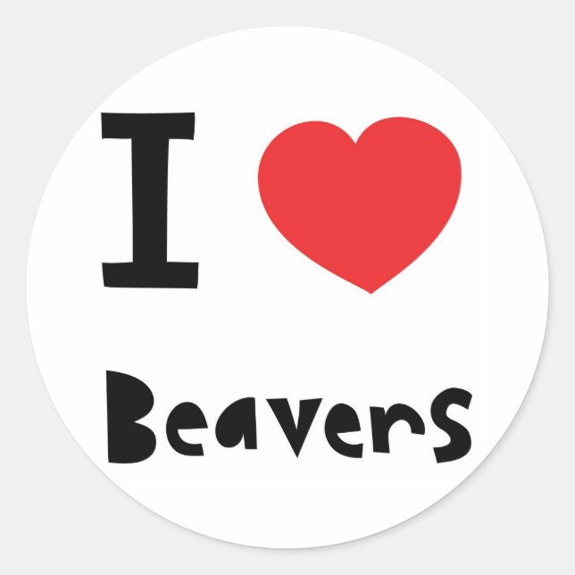 Pegatina Redonda Amo a los Beavers (Anverso)