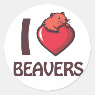Pegatina Redonda Amo a los Beavers