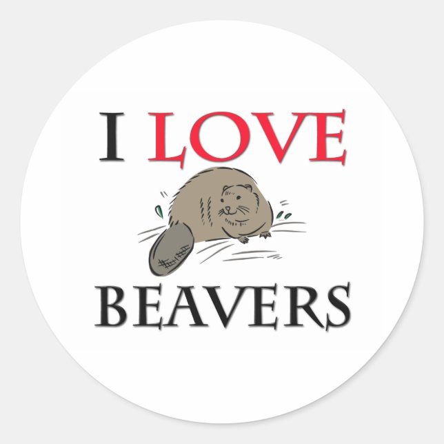 Pegatina Redonda Amo a los Beavers (Anverso)
