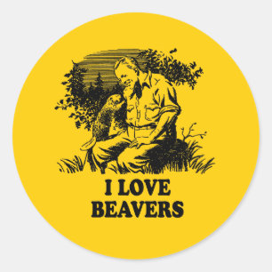 Pegatina Redonda Amo a los Beavers