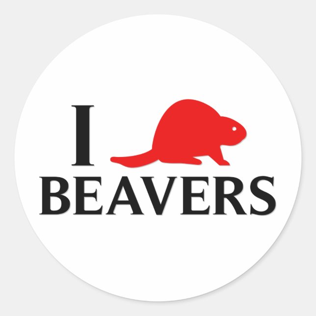 Pegatina Redonda Amo a los Beavers (Anverso)