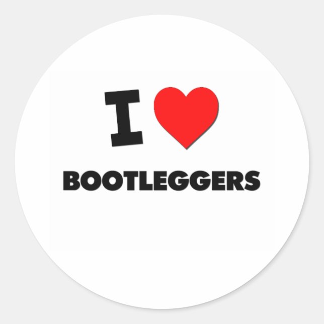 Pegatina Redonda Amo a los Bootleggers (Anverso)