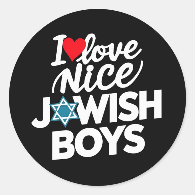 Pegatina Redonda Amo A Los Buenos Judíos Judíos Hebreos Hanukkah (Anverso)