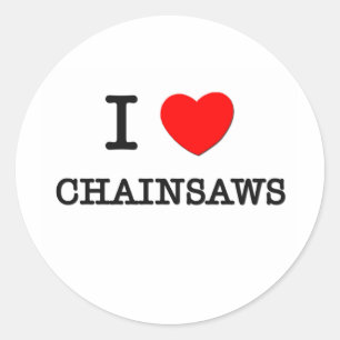 Pegatina Redonda Amo a los chainsaws