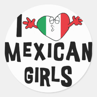 Pegatina Redonda Amo a los Chicas mexicanos