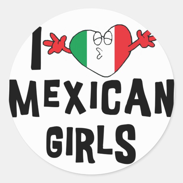 Pegatina Redonda Amo a los Chicas mexicanos (Anverso)