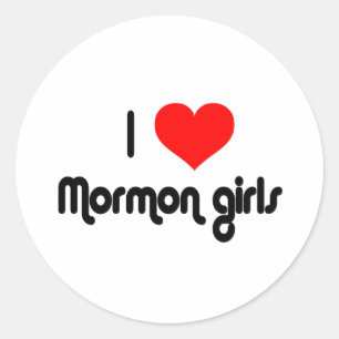 Pegatina Redonda Amo a los chicas mormones
