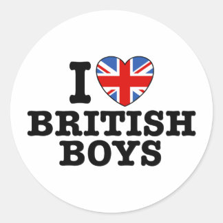 Pegatina Redonda Amo a los chicos británicos