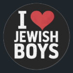 Pegatina Redonda Amo a los chicos judíos que corazón a los judíos H<br><div class="desc">Amo a los chicos judíos que corazón a los judíos Hanukkah</div>