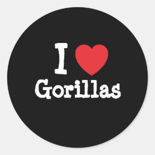 Pegatina Redonda Amo a los gorilas personalizado corazón personali