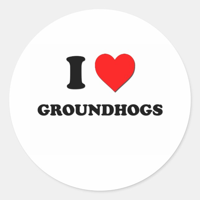 Pegatina Redonda Amo a los Groundhogs (Anverso)